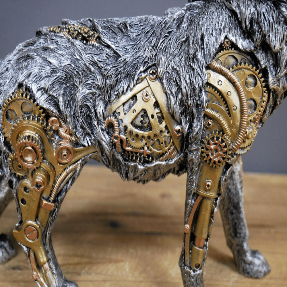 Steampunk Sculpture with Exposed Gears and Intricate Metal Details – Unique Home Decor Accent 2