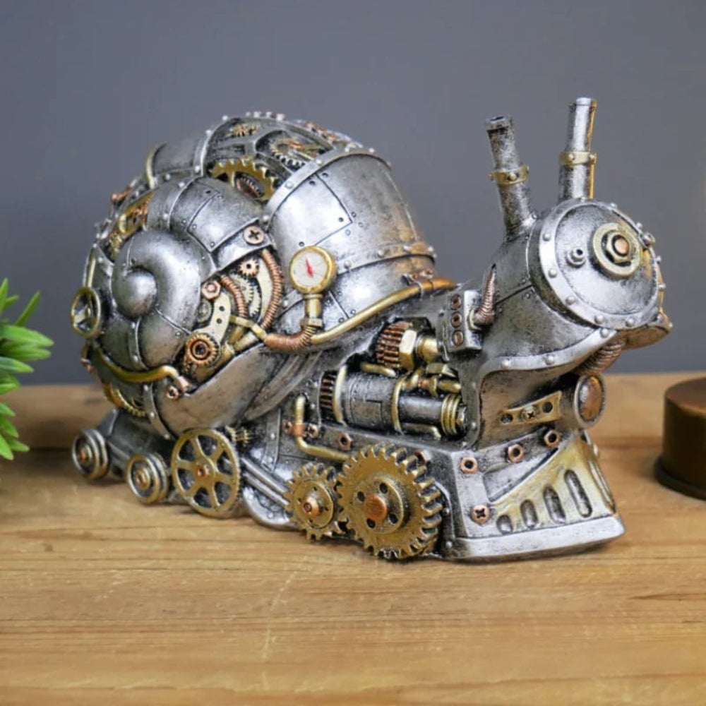 Steampunk Sculpture with Exposed Gears and Intricate Metal Details – Unique Home Decor Accent 9