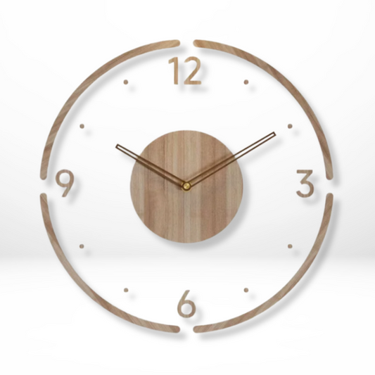 Silent Wall Clock in Natural Wood – Large Minimalist Design for Home Decor 1