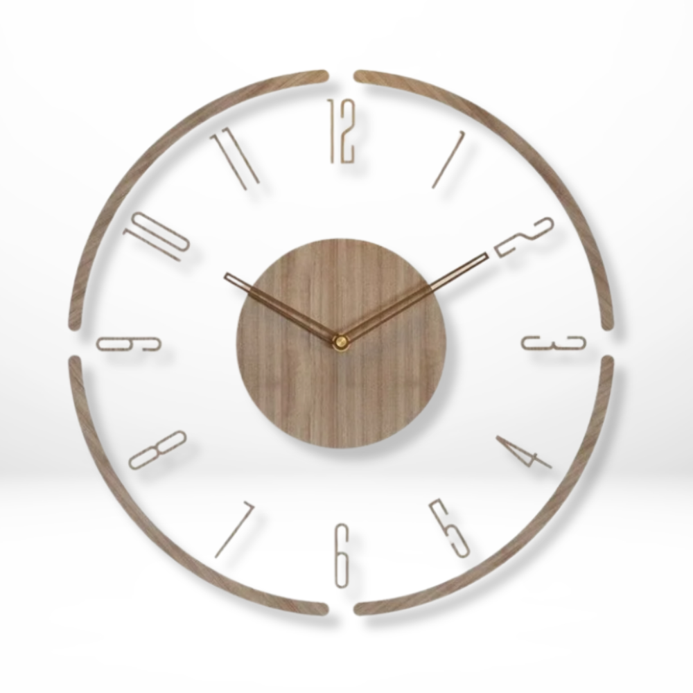 Silent Wall Clock in Natural Wood – Large Minimalist Design for Home Decor 2