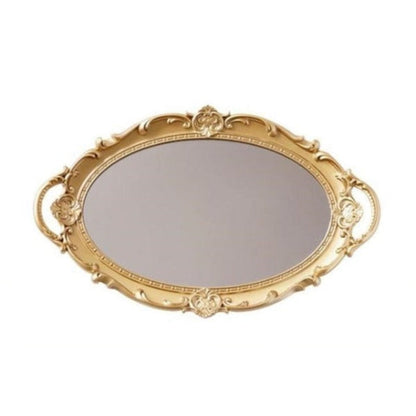Vintage Decorative Tray with Ornate Frame – Mirrored Accent for Jewelry and Home Decor 4