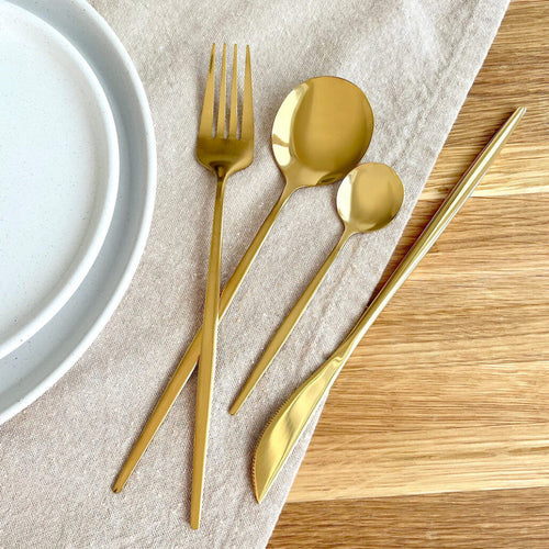Minimalist Gold Flatware Set – 24-Piece Stainless Steel Cutlery for Elegant Dining 1