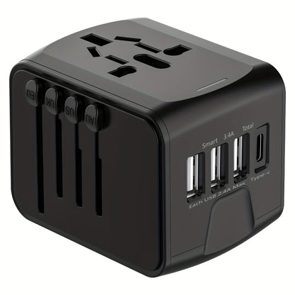 Universal Travel Adapter with 4 USB Ports and Type-C Connection for Global Charging – European Plug Adapter for 150 Countries 7