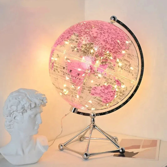 Rotating LED Globe Lamp with Warm Light – Acrylic World Map Décor 1