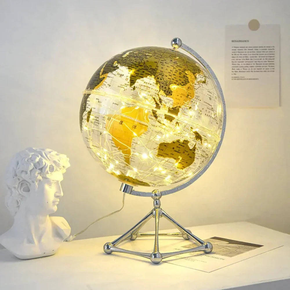 Rotating LED Globe Lamp with Warm Light – Acrylic World Map Décor 3