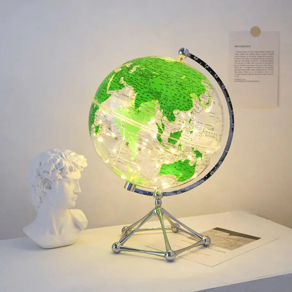 Rotating LED Globe Lamp with Warm Light – Acrylic World Map Décor 5