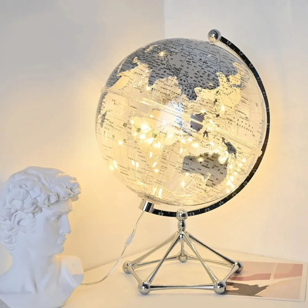 Rotating LED Globe Lamp with Warm Light – Acrylic World Map Décor 6