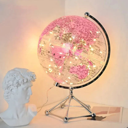 Rotating LED Globe Lamp with Warm Light – Acrylic World Map Décor 7