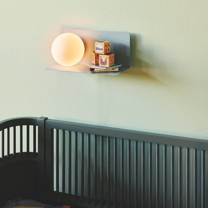 Minimalist Wall Shelf Light with Opal Glass Shade – Functional Design for Modern Spaces 16