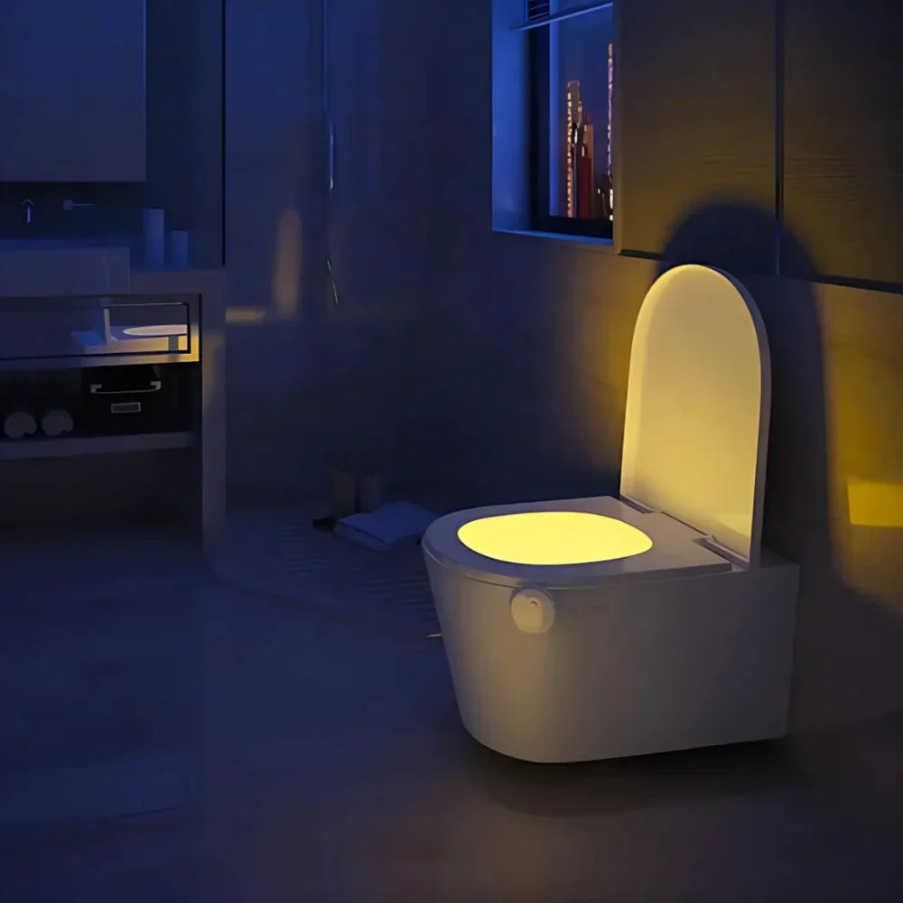 Motion-Activated Toilet Night Light with 8 LED Colors – Easy Install and Discreet Design 1