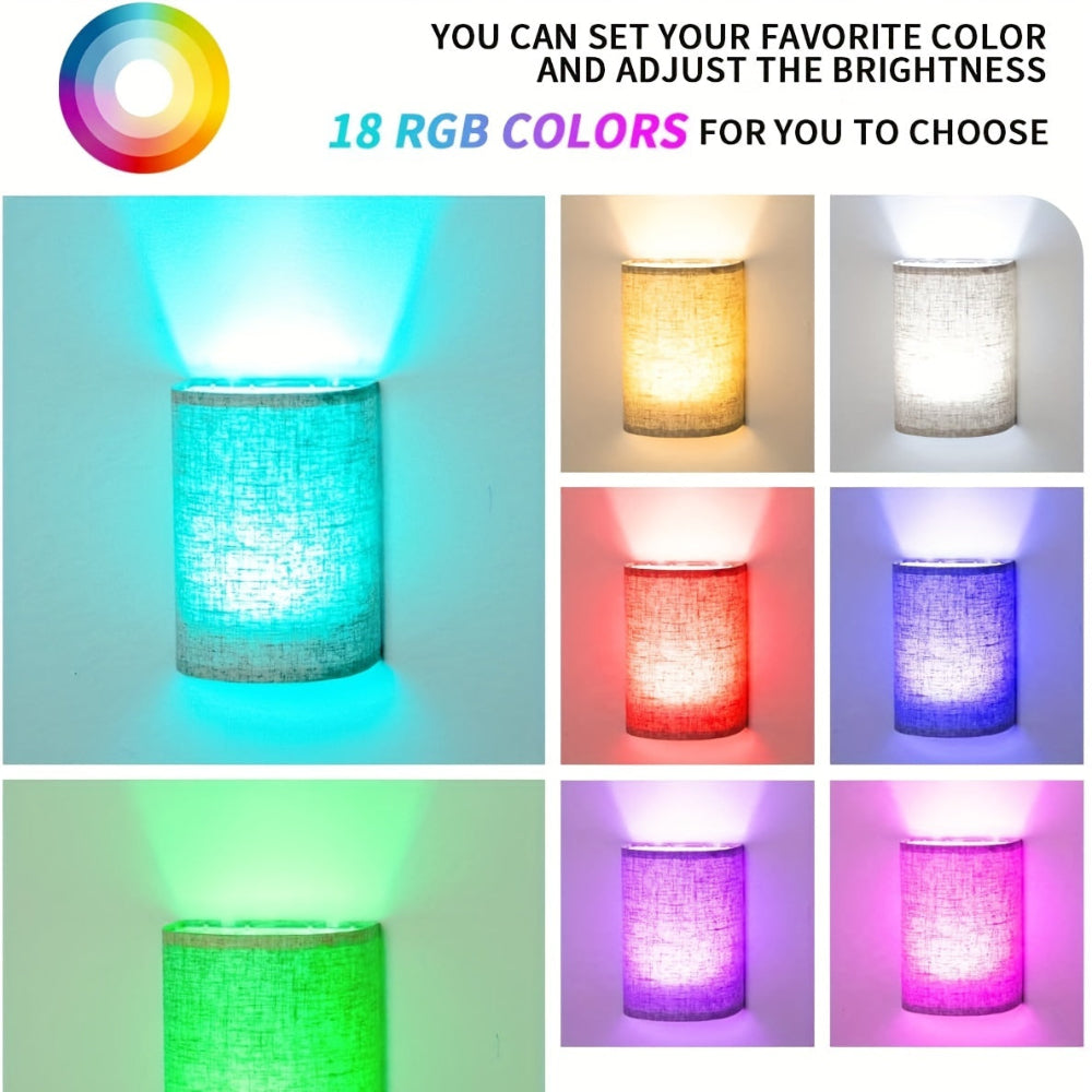 Wireless Wall Lights with Linen Shade – Dimmable Brightness and Remote Control, Stylish Wall Sconces for Home Decor 4
