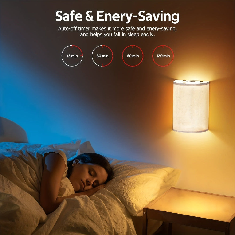 Wireless Wall Lights with Linen Shade – Dimmable Brightness and Remote Control, Stylish Wall Sconces for Home Decor 5