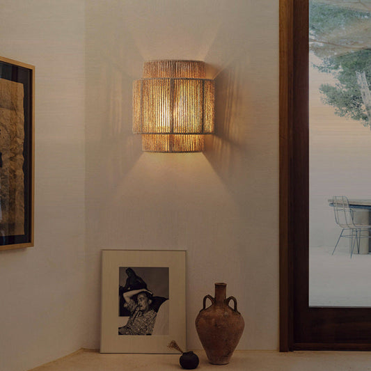 Bohemian Hemp Rope Wall Light – Handcrafted Natural Texture for Ambient Glow 1