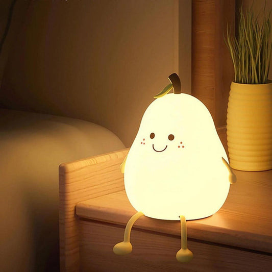 Rechargeable LED Night Light in Cute Pear Design – Soft Silicone Baby Night Lamp 1