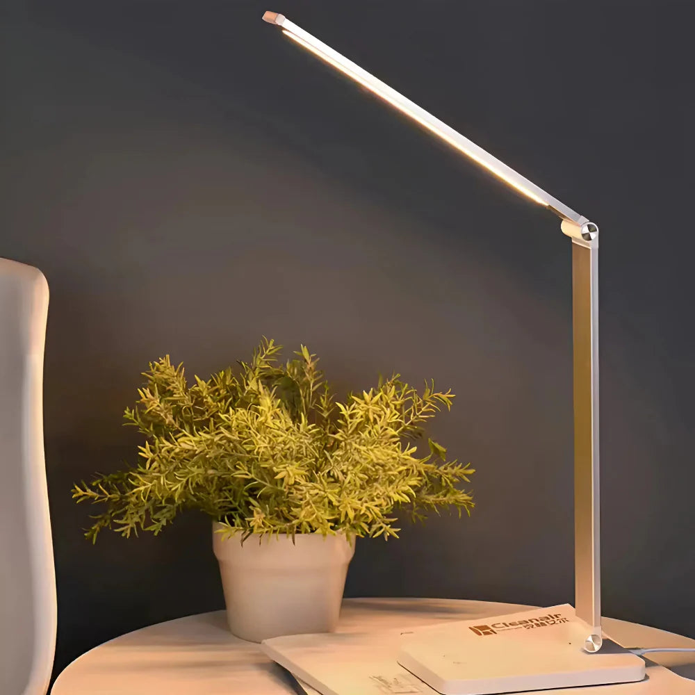 Foldable LED Desk Lamp with Touch Dimming and USB Charging – Modern Aluminum Design 8