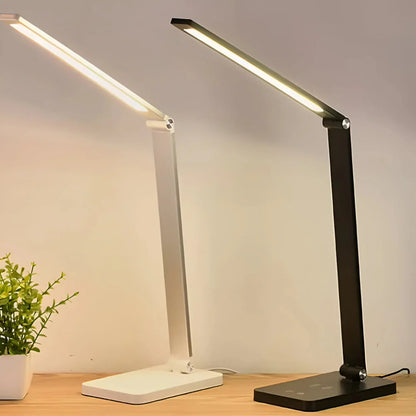 Foldable LED Desk Lamp with Touch Dimming and USB Charging – Modern Aluminum Design 9