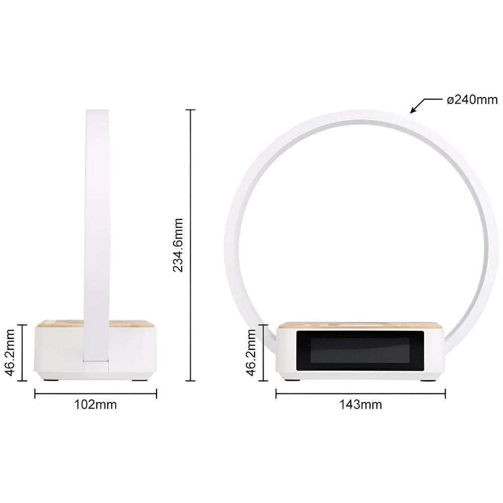 Modern Table Lamp with Wireless Charging and Alarm Clock – Dimmable LED Nightstand Lamp for Bedroom and Office 2