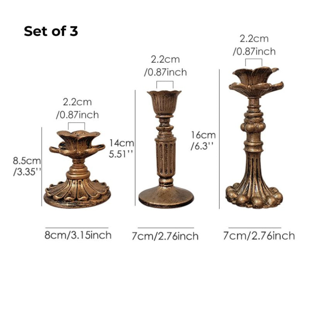 Antique-Style Gold Candle Holder – Vintage-Inspired Decorative Accent for Home Décor 13