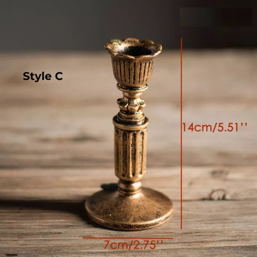 Antique-Style Gold Candle Holder – Vintage-Inspired Decorative Accent for Home Décor 12
