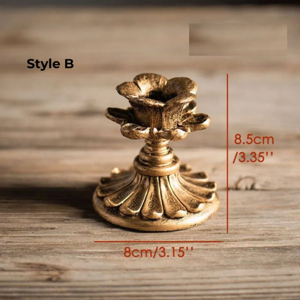 Antique-Style Gold Candle Holder – Vintage-Inspired Decorative Accent for Home Décor 11