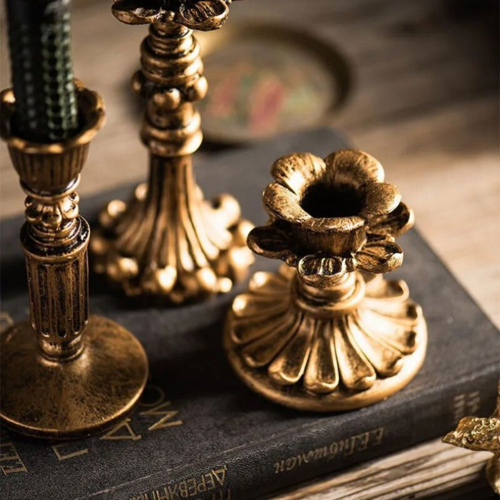 Antique-Style Gold Candle Holder – Vintage-Inspired Decorative Accent for Home Décor 4