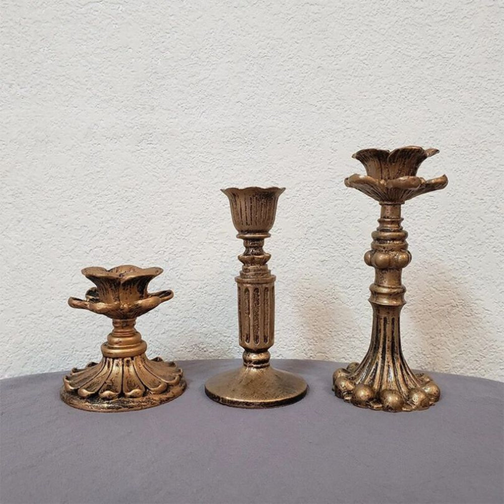 Antique-Style Gold Candle Holder – Vintage-Inspired Decorative Accent for Home Décor 6
