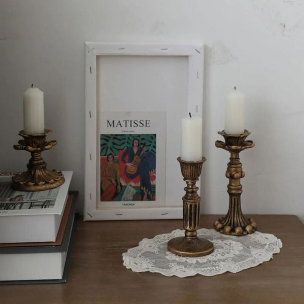 Antique-Style Gold Candle Holder – Vintage-Inspired Decorative Accent for Home Décor 7
