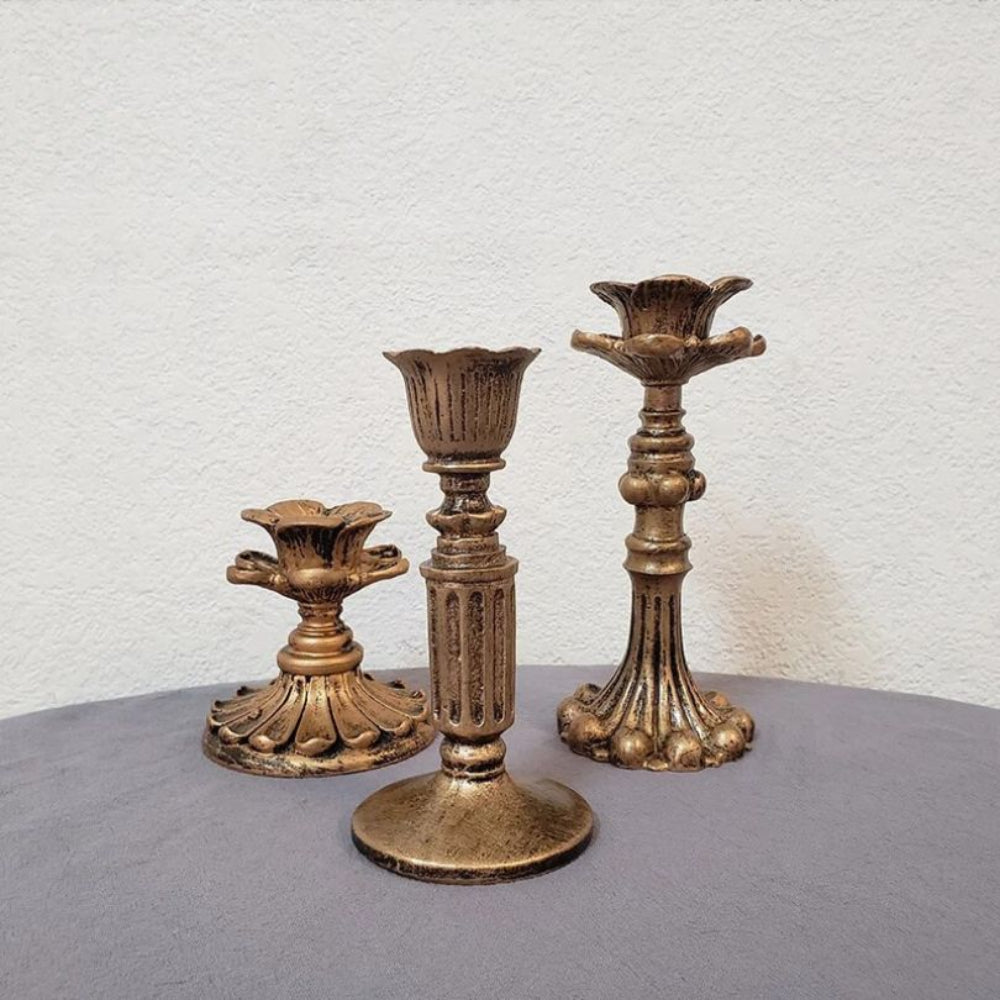 Antique-Style Gold Candle Holder – Vintage-Inspired Decorative Accent for Home Décor 8