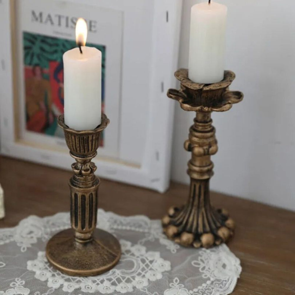 Antique-Style Gold Candle Holder – Vintage-Inspired Decorative Accent for Home Décor 9