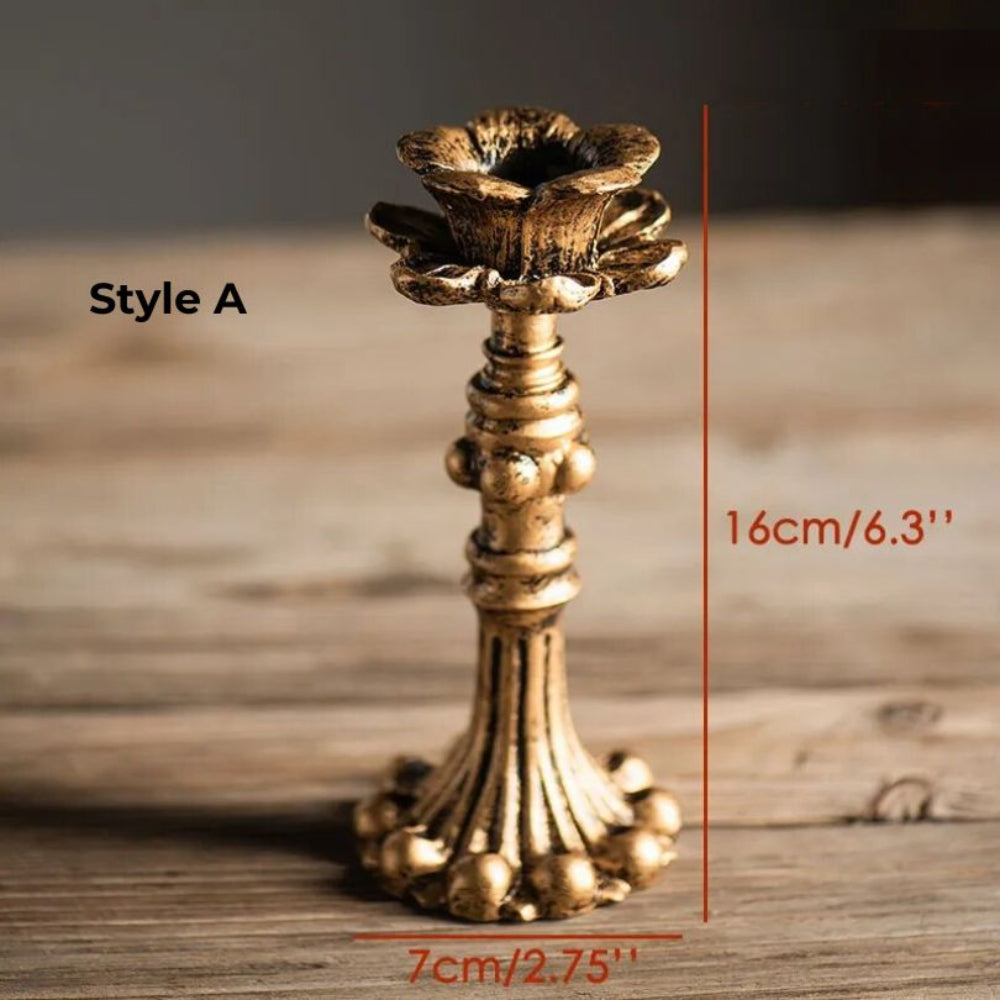 Antique-Style Gold Candle Holder – Vintage-Inspired Decorative Accent for Home Décor 10
