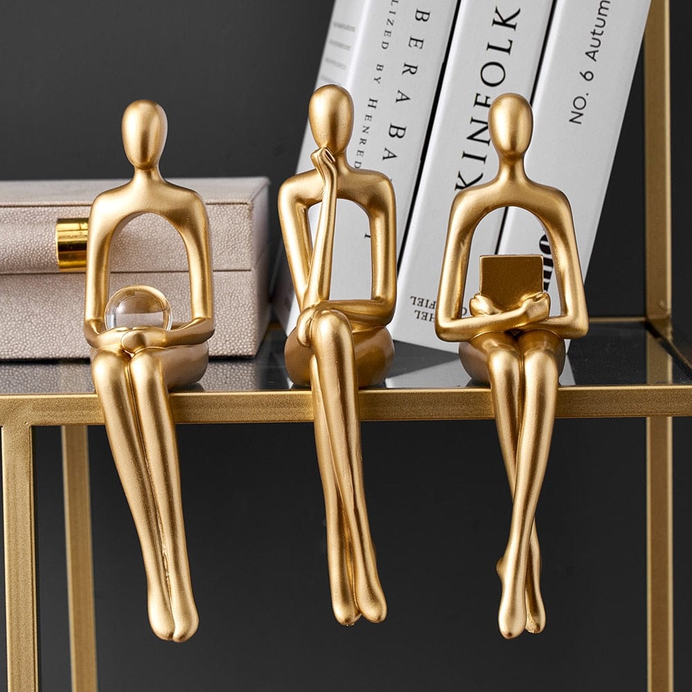 Minimalist Gold Abstract Sculpture for Home Decor – Elegant Resin Figure for Bookshelves and Desks 8