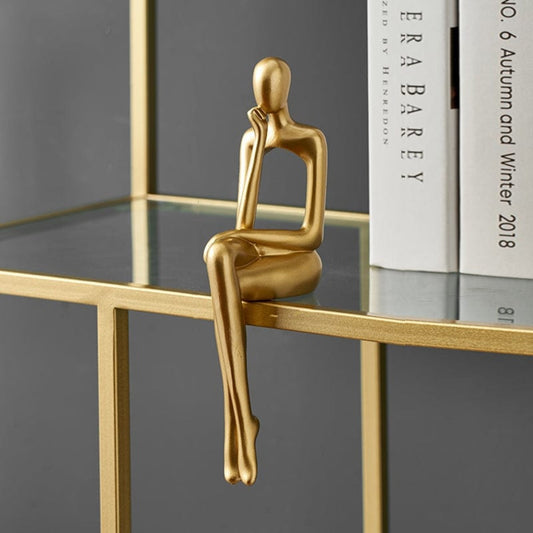 Minimalist Gold Abstract Sculpture for Home Decor – Elegant Resin Figure for Bookshelves and Desks 1