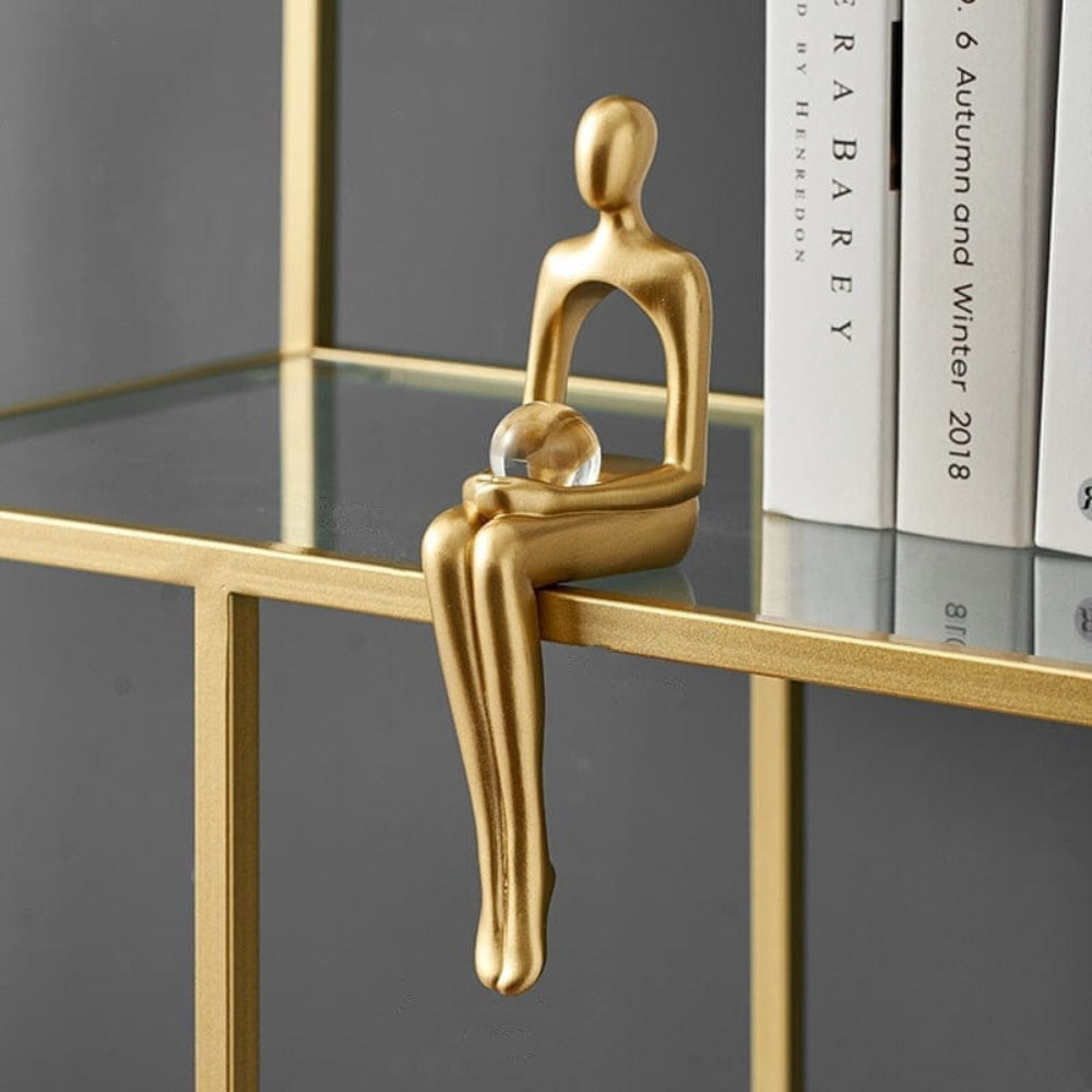 Minimalist Gold Abstract Sculpture for Home Decor – Elegant Resin Figure for Bookshelves and Desks 2