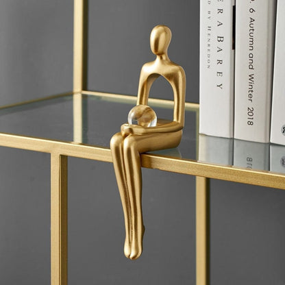 Minimalist Gold Abstract Sculpture for Home Decor – Elegant Resin Figure for Bookshelves and Desks 2