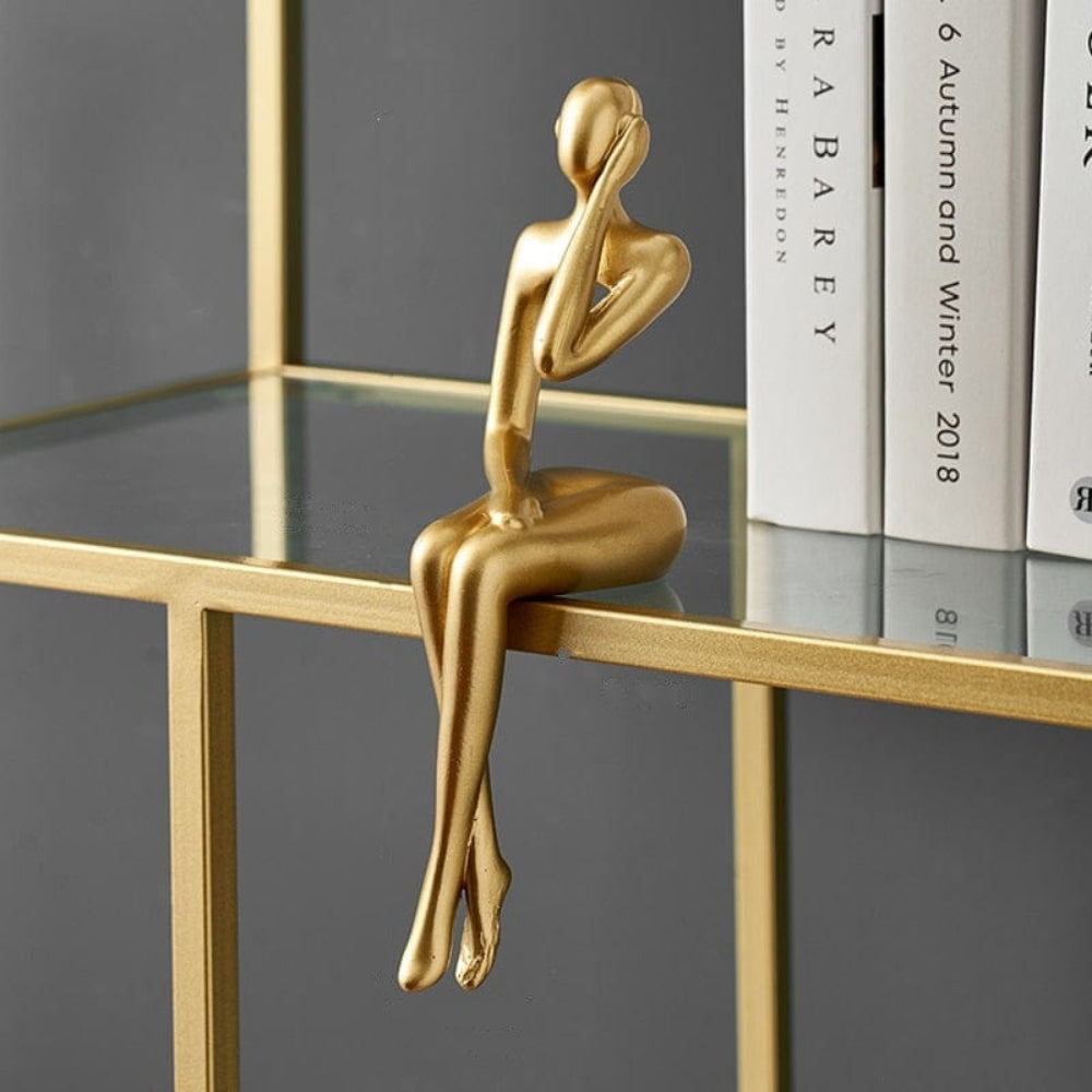 Minimalist Gold Abstract Sculpture for Home Decor – Elegant Resin Figure for Bookshelves and Desks 3