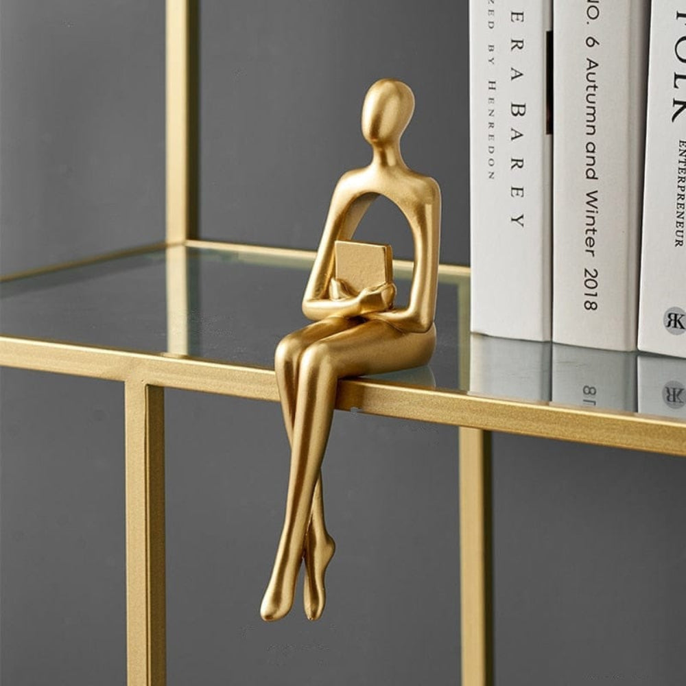 Minimalist Gold Abstract Sculpture for Home Decor – Elegant Resin Figure for Bookshelves and Desks 4