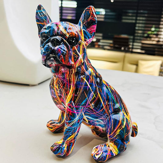 Colorful Bulldog Figurine - Graffiti Style Resin Sculpture for Modern Home Decor 1