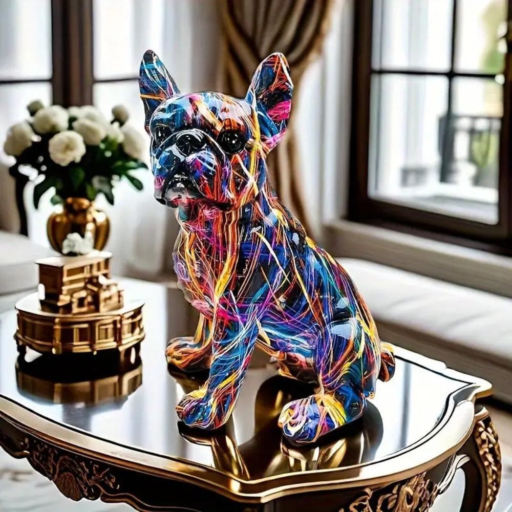 Colorful Bulldog Figurine - Graffiti Style Resin Sculpture for Modern Home Decor 2