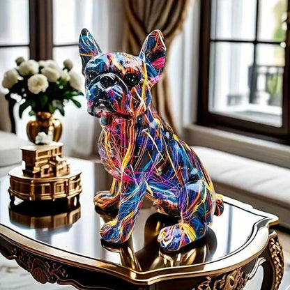 Colorful Bulldog Figurine - Graffiti Style Resin Sculpture for Modern Home Decor 2