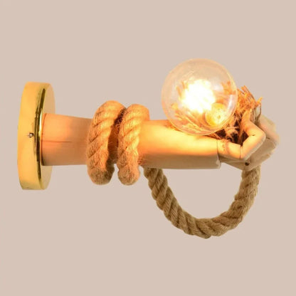 Handcrafted Wooden Wall Lamp with Rope and Edison Bulb – Unique Rustic Lighting Fixture 3
