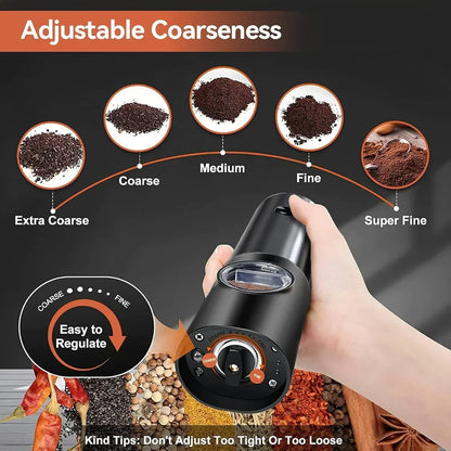 Rechargeable Electric Salt and Pepper Grinder Set with Adjustable Coarseness and LED Light 3