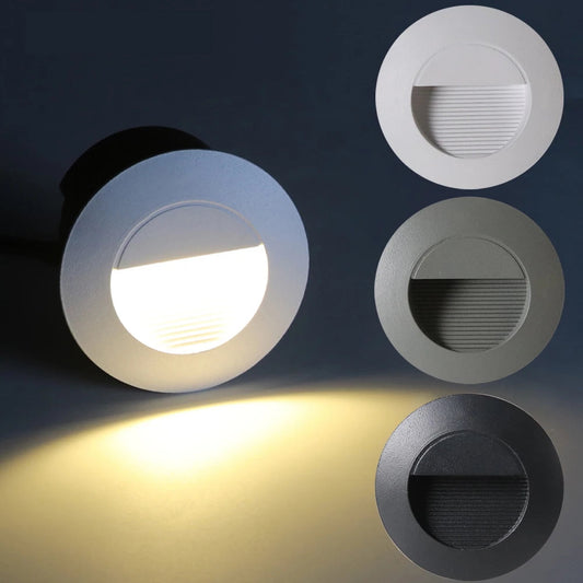 Round LED Outdoor Stair Light – Weatherproof 3W Aluminum Fixture for Safe Illumination 1