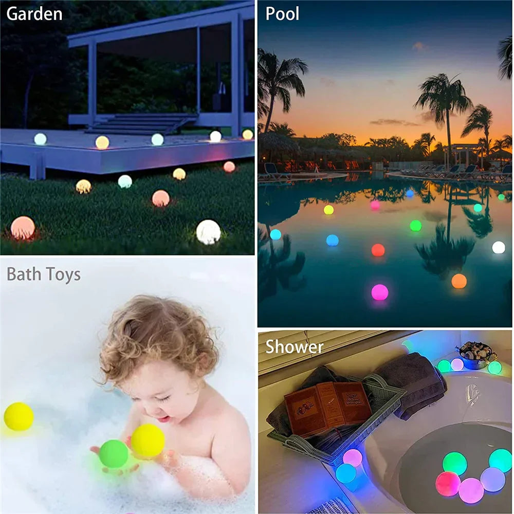 RGB LED Floating Pool Lights - Waterproof Decorative Balls in Various Sizes with Remote Control 12