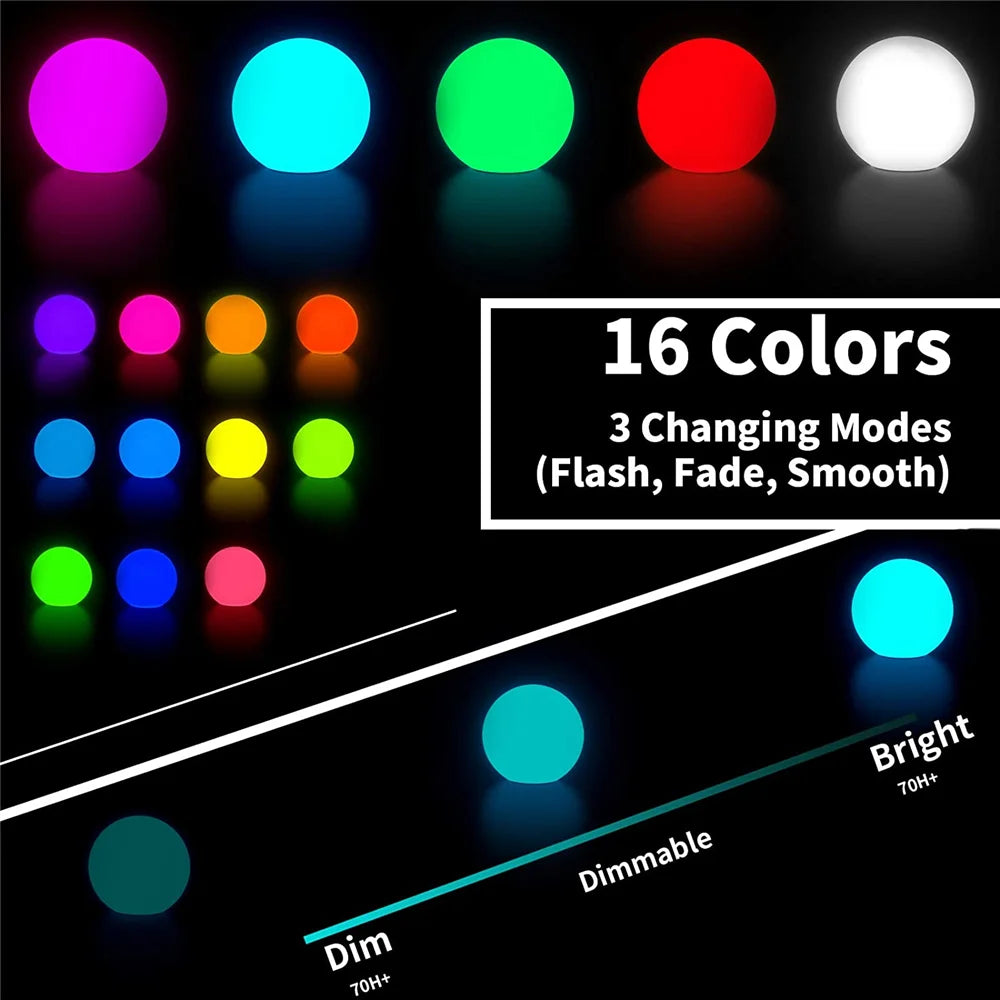 RGB LED Floating Pool Lights - Waterproof Decorative Balls in Various Sizes with Remote Control 7