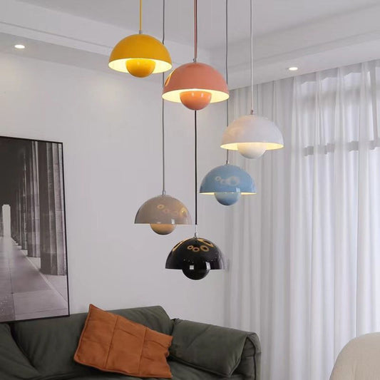 Colorful Half-Circle Chandelier Light – Modern Scandinavian Design for Dining Room, LED Ambient Lighting, Versatile Home Decor 1