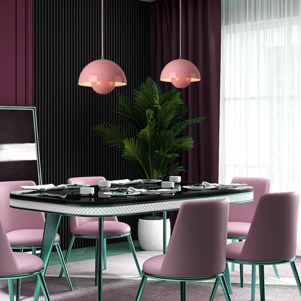 Colorful Half-Circle Chandelier Light – Modern Scandinavian Design for Dining Room, LED Ambient Lighting, Versatile Home Decor 19