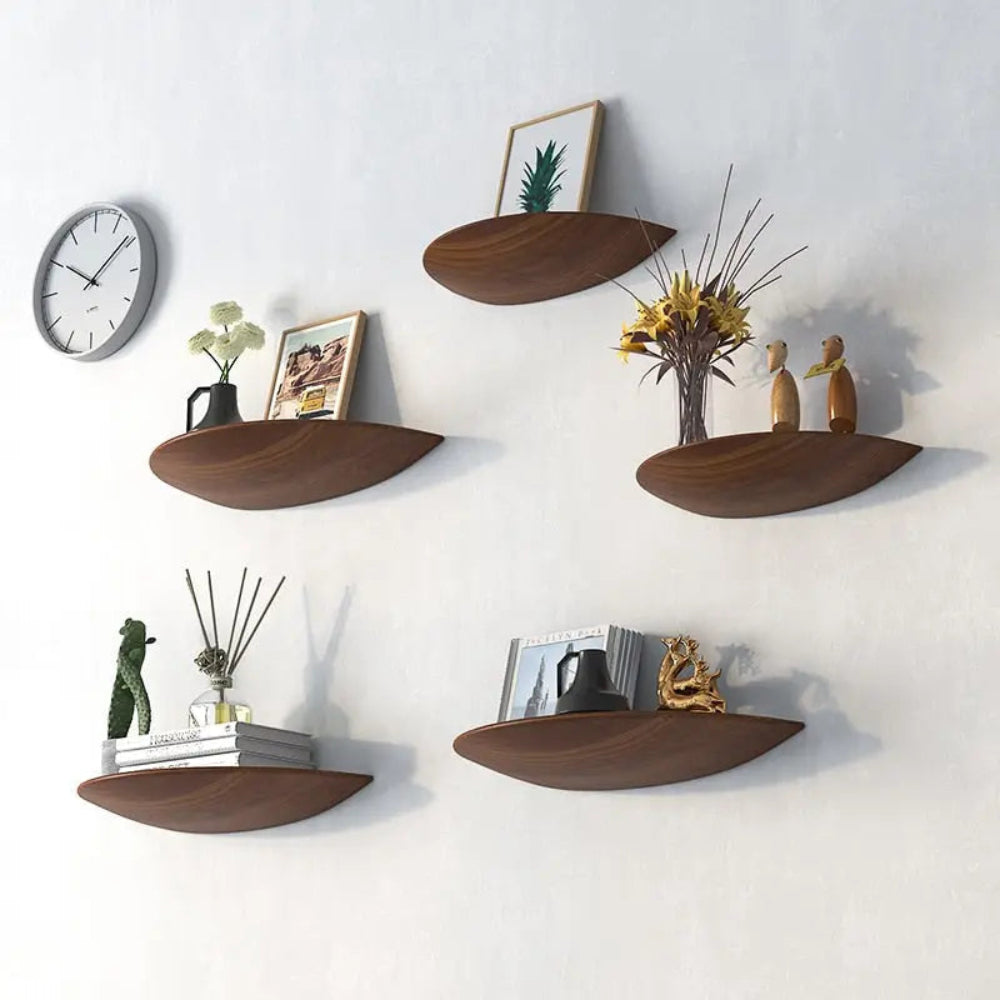 Curved Wooden Wall Shelf - Elegant Half-Round Design for Home Decor 1