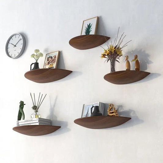 Curved Wooden Wall Shelf - Elegant Half-Round Design for Home Decor 1
