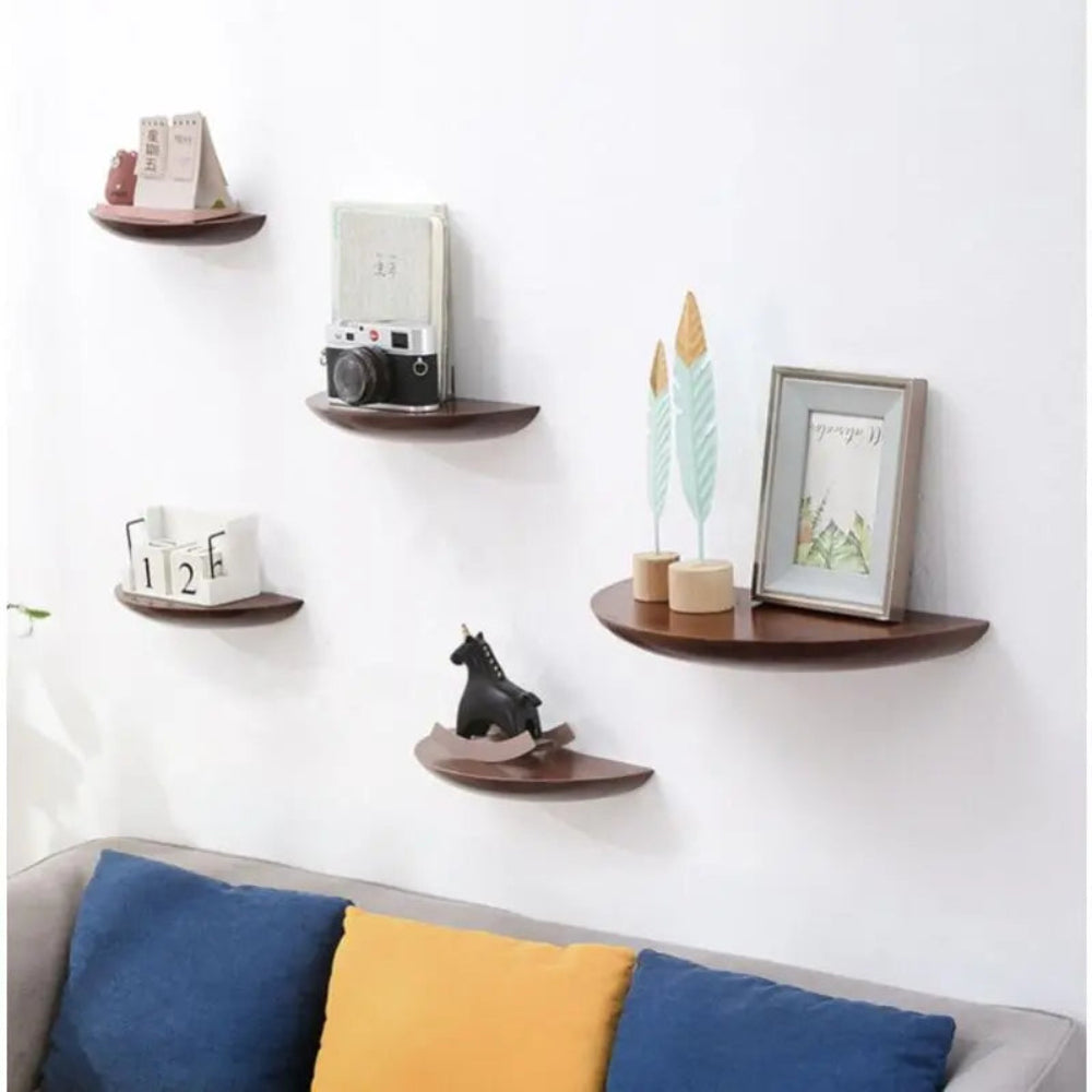 Curved Wooden Wall Shelf - Elegant Half-Round Design for Home Decor 4