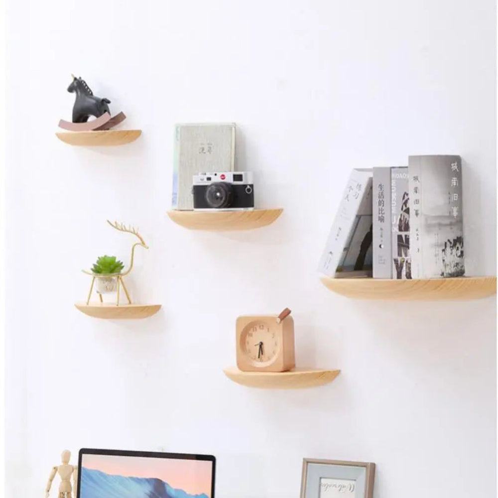 Curved Wooden Wall Shelf - Elegant Half-Round Design for Home Decor 5